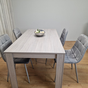 Grey Dining Table Set With 4 Grey Velvet Tufted Chairs - Grey by KOSY KOALA
