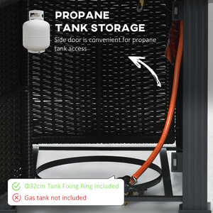 Outsunny 50,000 BTU Marble Desktop Rattan Gas Fire Pit Table - Black by Outsunny