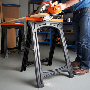 Folding Saw Horse Twin Pack - Black by VonHaus
