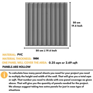 3D Wall Panels (50x50 cm) PVC Cladding Panel in 3D Fluted Line Design by NOVECRAFTO