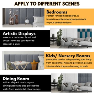 Velvet Wall Panels 4 Pack with Adhesive - Anti-Collision Wall Mounted Headboards - Dark Grey by NOVECRAFTO