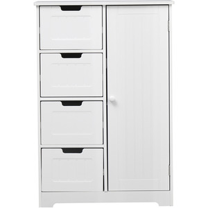 HMD 1 Door and 4 Drawers Bathroom Floor Cabinet - White by HMD Furniture
