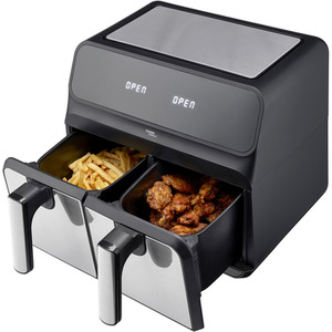 Dual Air Fryer 8L XL Capacity and Digital Display - Silver by Cooks Professional