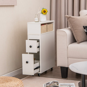 Movable Bathroom Storage Cabinet - White by Costway