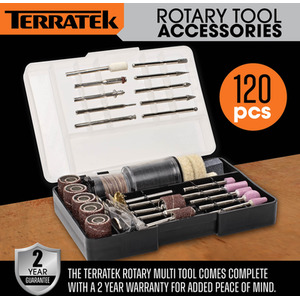 Rotary Tool Kit 135W Variable Speed and 120pc Accessory Set - Grey by Terratek