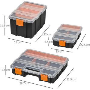 DURHAND DURHAND Set of 4 Plastic DIY Tool Storage Boxes - Orange and Black by DURHAND