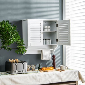 Double Louvered Doors Storage Cabinet - White by Costway