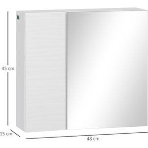 Bathroom Mirror Cabinet, Double Door Wall Mounted Storage - White by kleankin