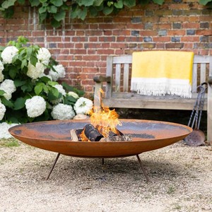 Pre-Rusted Corten Steel Fire Pit and Water Bowl - Rust / 100cm by Primrose