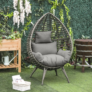 Outsunny Rattan Wicker Teardrop Chair - Grey by Outsunny