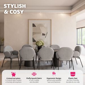 Dining Chair Scandi - Padded Boucle Cover, High Backrest by tectake