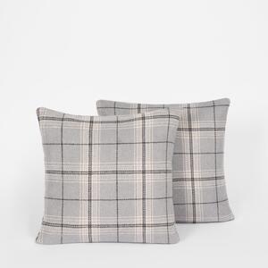 Pack Of Woven Check Cushion Covers - Grey / 2 by OHS