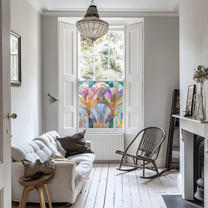 Volano Art Deco Stained Glass Privacy Window Film by Creative Printing