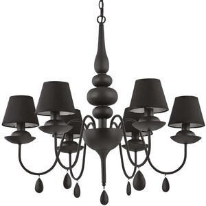 Blanche 6 Light Multi Arm Chandelier Black Finish, E14 - Black
