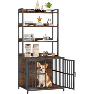 Chew-Resistant Dog Cage - Brown by Costway