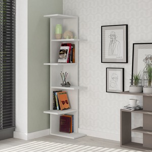 Saso Wall Mounted Corner Bookcase Display Unit - White by Decortie