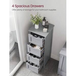 VASAGLE Bathroom Floor Storage Cabinet with 4 Drawers - Grey by VASAGLE