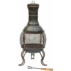 Steel Fire Pit Chiminea Patio Heater - Black
