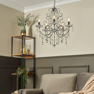 Madonna 5 Light Dual Mount Chandelier - Chrome by Litecraft