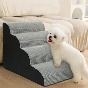 Comfy Non-Slip Pet Steps with Removable Cover - Grey / 46cm by Livingandhome