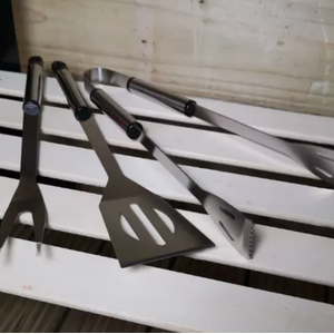 3 Piece BBQ Tool Set Utensil - Silver by Garden Mile