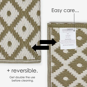 Homescapes Outdoor Rug Luxury Waterproof Reversible, Green May Geometric - Olive Green / 200cm by Homescapes