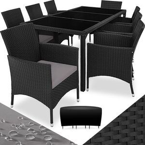 Rattan Garden Furniture Set 81 With Protective Cover - Black/Grey by tectake