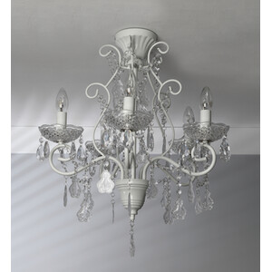 Antiqued White Jewelled Ceiling Chandelier