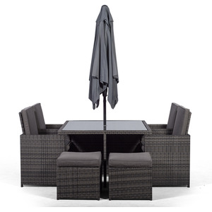 Giardino Rattan Cube Dining Set - Grey / 4 by Giardino