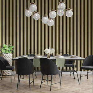 4x Wood Acoustic Slatted Wall Panels - Gold Metallic by Aluxo