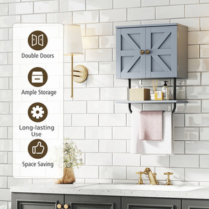 Bathroom Wall-Mounted Cabinet - Grey by Costway