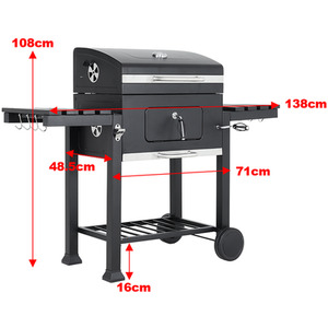 Mobile BBQ Cooker with Side Shelves - Black by Kidkid