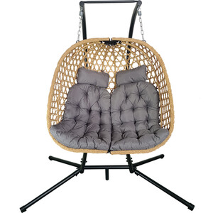 Mariana Single Foldable Rattan Hanging Chair - Natural / Double by MALAY