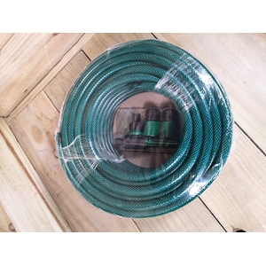 30m Reinforced Garden Hose Pipe Hosepipe in Green with Fittings - Green by Samuel Alexander