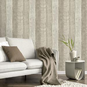 Rustic Wooden Plank Effect Wallpaper Modern Contemporary - Neutral by Fine Decor