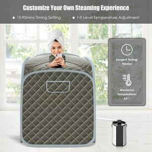 Portable Steam Spa Sauna - Grey by Costway