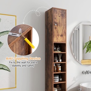 Freestanding Bathroom Cabinet - Brown by Costway