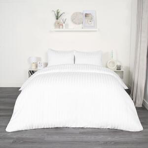 Satin Stripe Duvet Set - White / Double by OHS