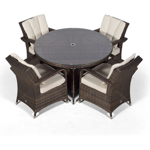 Arizona Round Rattan Patio Dining Set - Brown / 7 by Giardino
