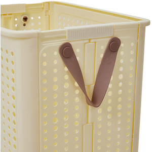 Foldable Laundry Basket with Wheels - Beige / 50cm / 31cm by Livingandhome