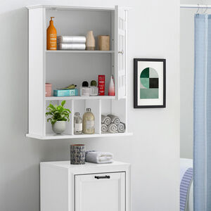 Bathroom Wall Cabinet Display Shelving Unit - White by Costway
