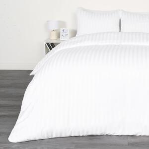Satin Stripe Duvet Set - White / Double by OHS