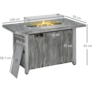 Outsunny 50,000 BTU Propane Gas Fire Pit Table with Wind Guard by Outsunny