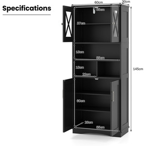 Tall Bathroom Cabinet Floor Storage Cabinet - Black by Costway