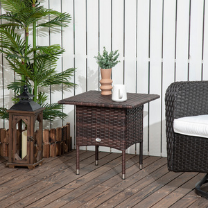Outsunny All Hand Woven PE Rattan Outdoor Coffee Table - Brown by Outsunny