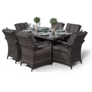 Arizona Square Rattan Patio Dining Set with Ice Bucket Drinks Cooler - Grey / 6 by Giardino