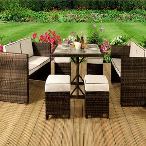 7PC Rattan Garden Furniture Set - Brown by Comfy Living