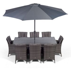 Savannah Square Rattan Patio Dining Set - Grey / 8 by Giardino