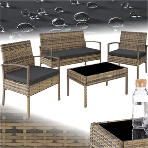 Sparta Rattan Garden Furniture Set - Nature by tectake