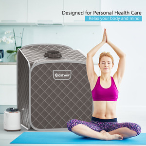 2L Foldbale Steam Sauna Personal Therapeutic Steam Spa - Grey by Costway